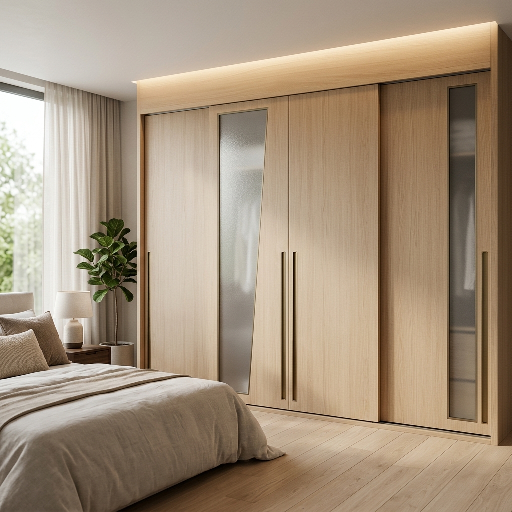 Шкаф-купе до потолка с зеркалом